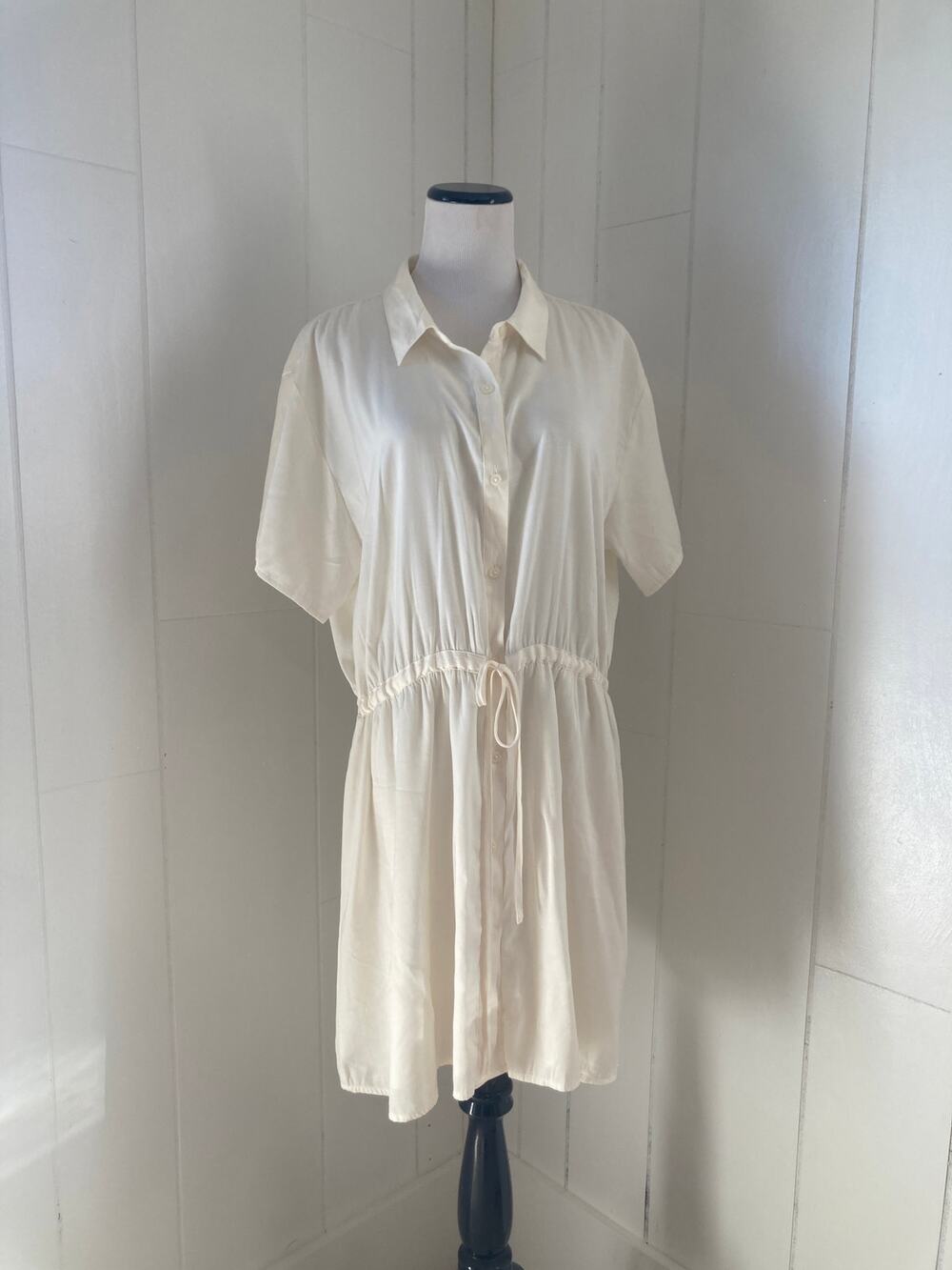 Nine West Cream Buttondown Mini Dress, Size XL